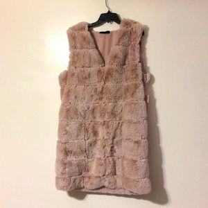 Garnerstyle x FTF long faux fur long vest pink size 0 nwt